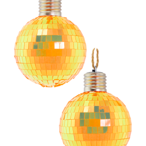 2x Discobal 8 cm Kerstbal LED Discobol Iridescent Oranje
