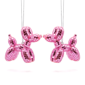 2x Discobal Hond Roze Spiegels Ballon Beeldje Standbeeldjes