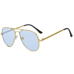 Aviator blauwe bril zonnebril pilotenbril goud montuur