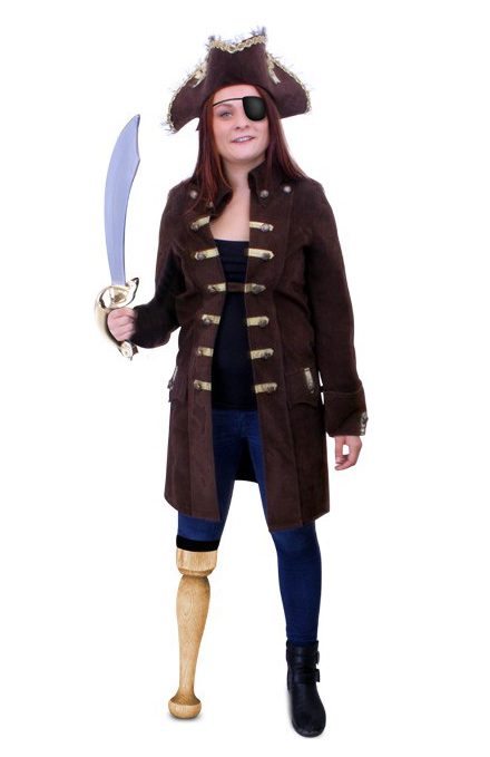 Donkerbruine Piraat Jas Dames Lange Piratenjas Kapitein Jack Sparrow