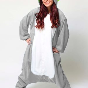 Grijze olifant onesie pak kostuum