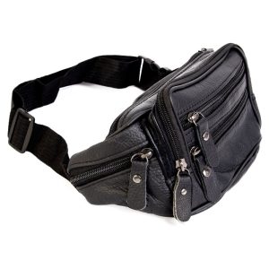 Leren heuptasje fanny pack zwart