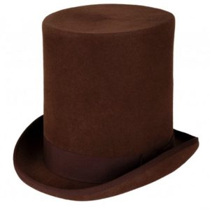 Luxe hoge hoed bruin extra hoog model tophat heren dames
