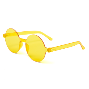 Ronde Zonnebril Geel Montuurloos Retro Vintage Hippie Klassiek
