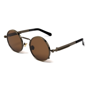 Ronde zonnebril brons bruin donkerbruin hipster